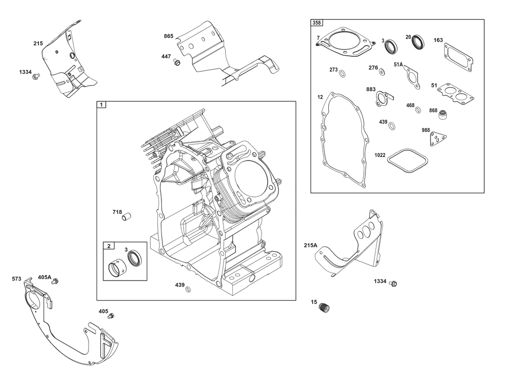 Cylinder Group Diagram and Parts List for 385447-0344-G1 200000 - 399999 Briggs and Stratton Engine